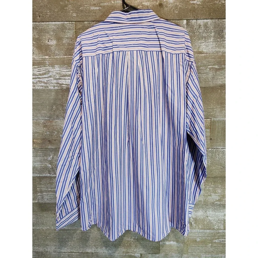 Tommy Hilfiger Shirt Mens 2XL Blue Stripe Heritage Poplin Button Down Casual